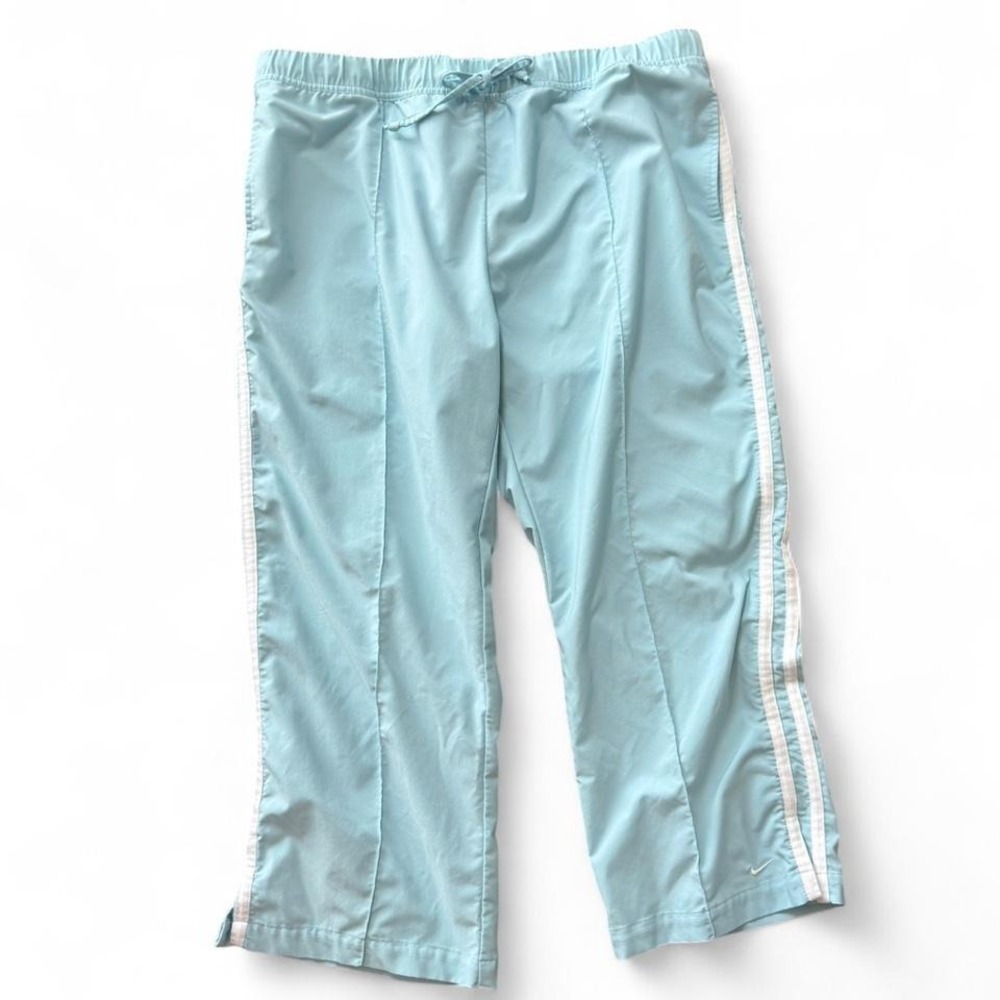 Rare 2007 Nike Baby Blue Side Stripe Cropped Athletic Pants, Women's Size XL